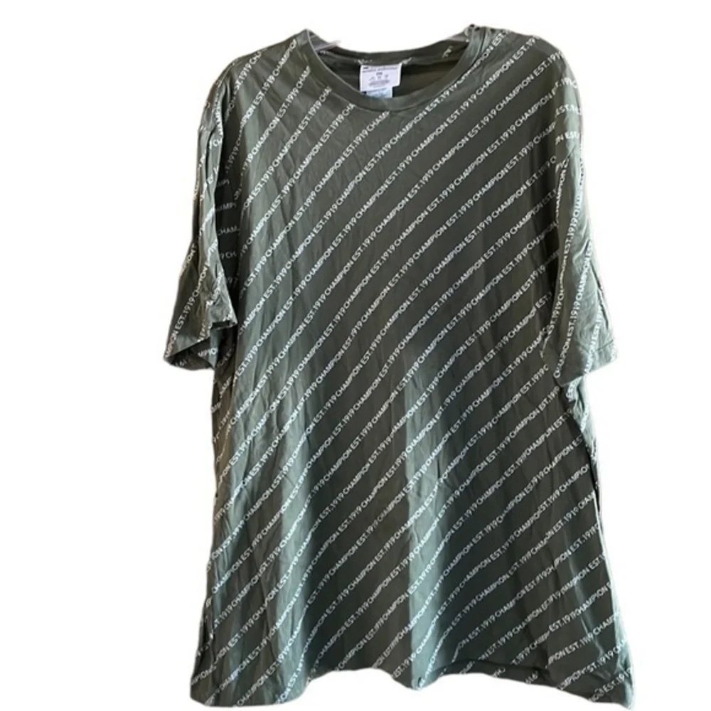 Champion Men’s All Over Graphic Tee Shirt Cotton 2XL Olive Green Streetwear - Picture 1 of 5